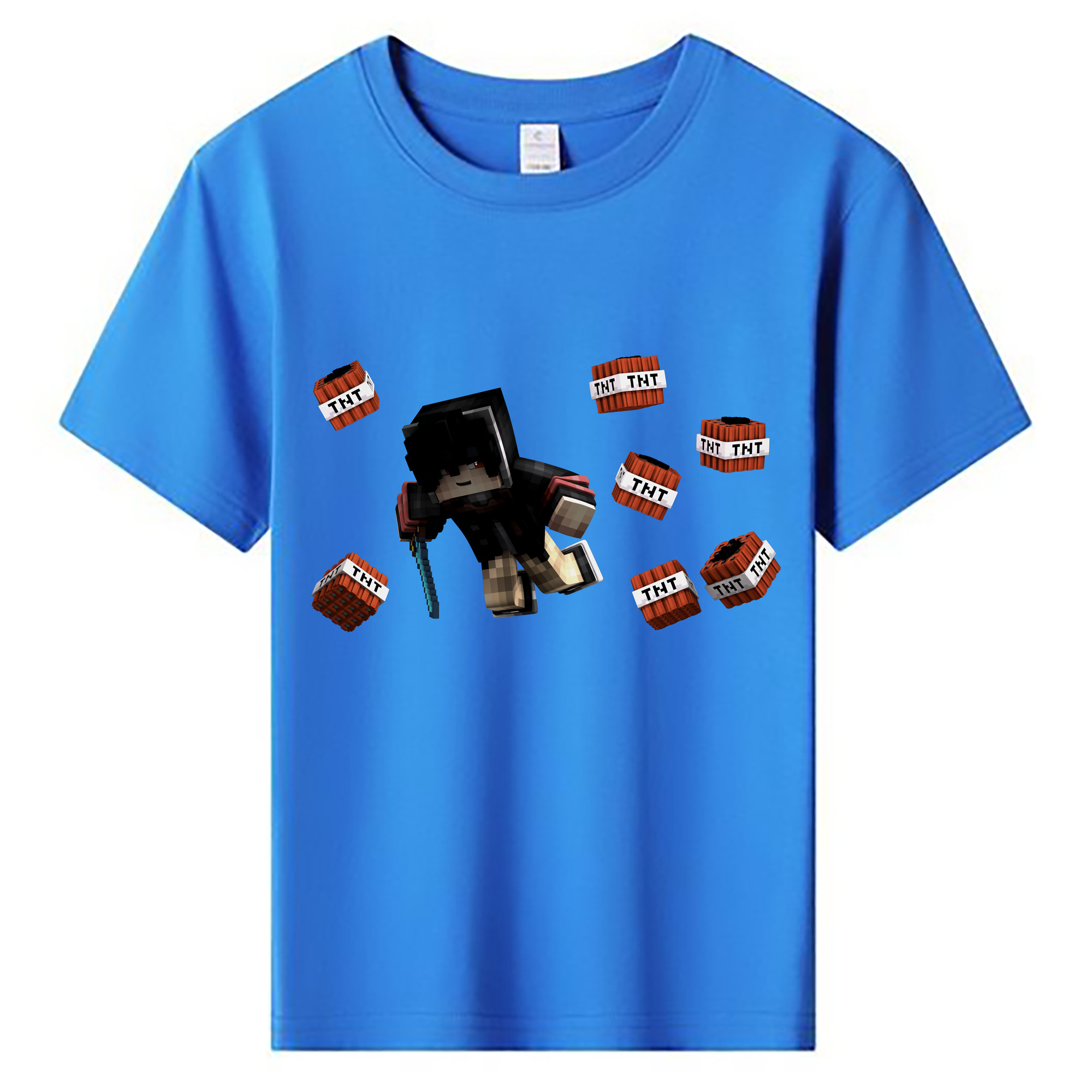（画像用） マインクラフト ブロックの世界 Minecraft MC Block world 綿100％キッズTシャツ（フロントプリント）